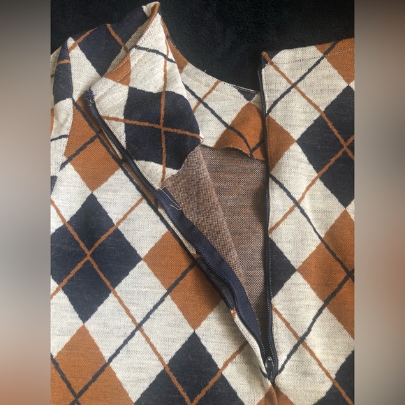 Vintage Leslie J Argyle Shift Dress Union Made ILGWU M Please See Measurements - Picture 5 of 12